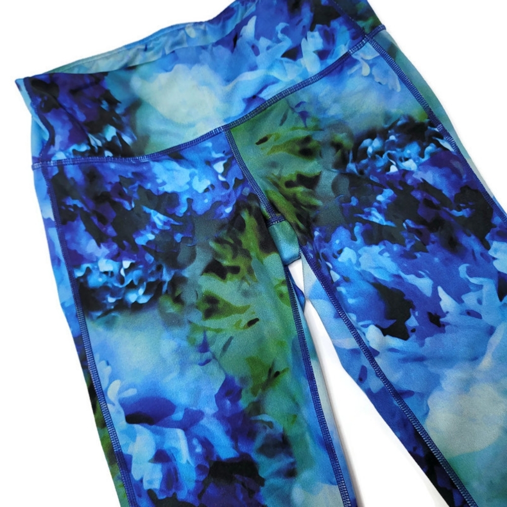 Athleta green blue black Kaleidoscope running, jogging, yoga leggings size small - Picture 4 of 7
